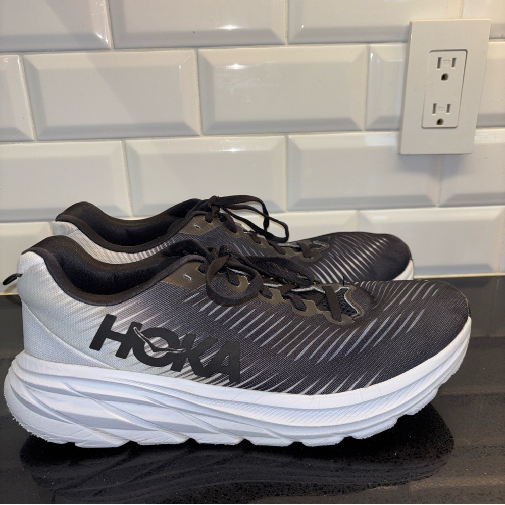 Hoka Black and White Athletic Shoes